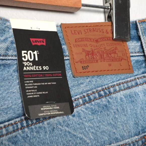 Levis 501 '90S Jeans 100% Cotton Loose Fit Denim Ripped Button Fly 31x 30 NEW - Picture 9 of 12